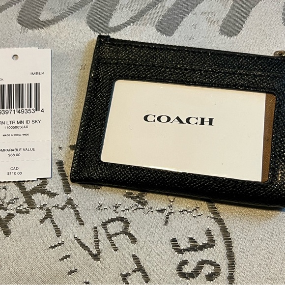 NWT! COACH Women`s Mini Skinny ID Case Black With Gold Hardware - Picture 7 of 7